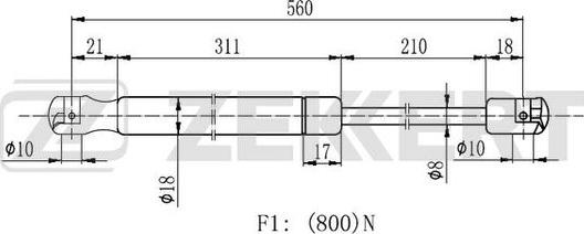 Zekkert GF-2191 - Газов амортисьор, багажно / товарно пространство vvparts.bg