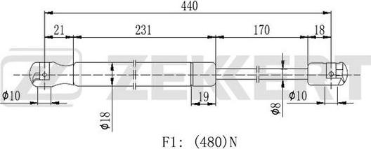 Zekkert GF-2155 - Газов амортисьор, багажно / товарно пространство vvparts.bg