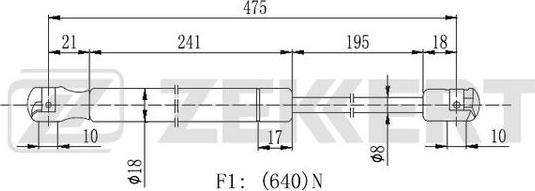 Zekkert GF-2152 - Газов амортисьор, багажно / товарно пространство vvparts.bg