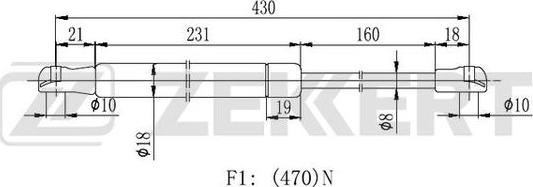 Zekkert GF-2118 - Газов амортисьор, багажно / товарно пространство vvparts.bg