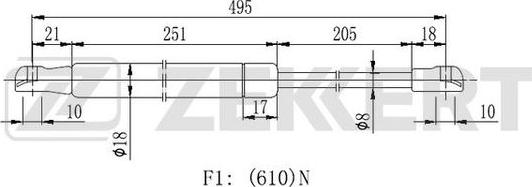 Zekkert GF-2117 - Газов амортисьор, багажно / товарно пространство vvparts.bg