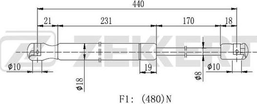 Zekkert GF-2189 - Газов амортисьор, багажно / товарно пространство vvparts.bg