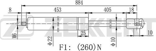 Zekkert GF-2312 - Газов амортисьор, капак на двигателя vvparts.bg