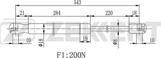 Zekkert GF-2261 - Газов амортисьор, задно стъкло vvparts.bg