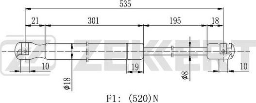 Zekkert GF-2205 - Газов амортисьор, багажно / товарно пространство vvparts.bg