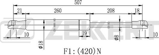 Zekkert GF-2203 - Газов амортисьор, багажно / товарно пространство vvparts.bg