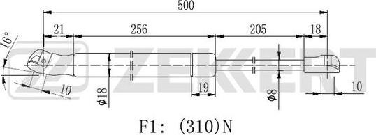 Zekkert GF-2215 - Газов амортисьор, капак на двигателя vvparts.bg