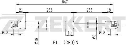 Zekkert GF-2218 - Газов амортисьор, багажно / товарно пространство vvparts.bg