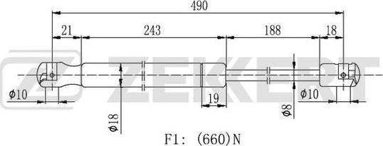 Zekkert GF-2280 - Газов амортисьор, багажно / товарно пространство vvparts.bg