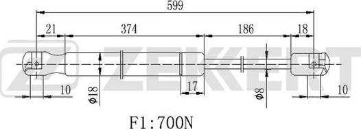 Zekkert GF-2239 - Газов амортисьор, багажно / товарно пространство vvparts.bg