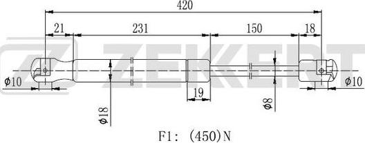 Zekkert GF-2228 - Газов амортисьор, багажно / товарно пространство vvparts.bg