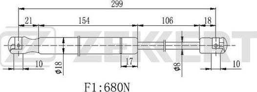 Zekkert GF-2227 - Газов амортисьор, капак на двигателя vvparts.bg