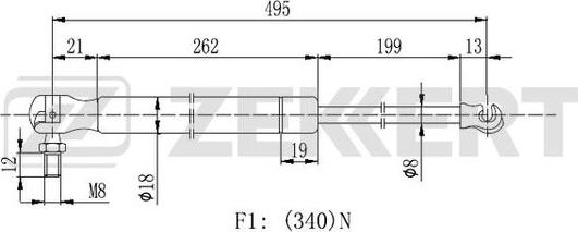 Zekkert GF-2276 - Газов амортисьор, багажно / товарно пространство vvparts.bg