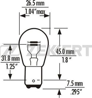 Zekkert LP-1089 - Крушка с нагреваема жичка, стоп светлини / габарити vvparts.bg