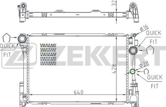 Zekkert MK-1513 - Радиатор, охлаждане на двигателя vvparts.bg