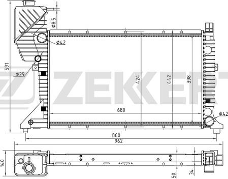 Zekkert MK-1038 - Радиатор, охлаждане на двигателя vvparts.bg