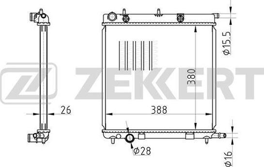 Zekkert MK-1074 - Радиатор, охлаждане на двигателя vvparts.bg