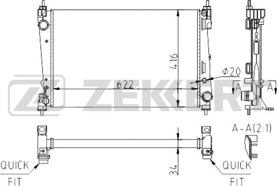 Zekkert MK-1196 - Радиатор, охлаждане на двигателя vvparts.bg