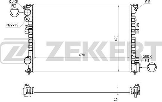 Zekkert MK-1306 - Радиатор, охлаждане на двигателя vvparts.bg