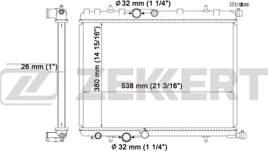 Zekkert MK-1214 - Радиатор, охлаждане на двигателя vvparts.bg