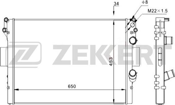 Zekkert MK-1210 - Радиатор, охлаждане на двигателя vvparts.bg