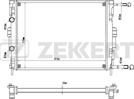 Zekkert MK-1270 - Радиатор, охлаждане на двигателя vvparts.bg