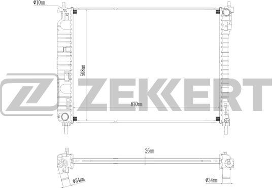 Zekkert MK-1277 - Радиатор, охлаждане на двигателя vvparts.bg