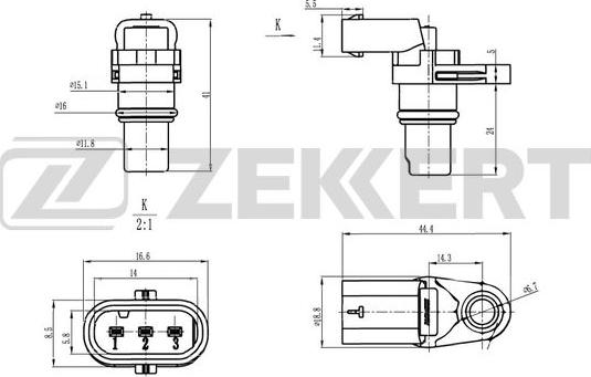 Zekkert SE-5017 - Датчик, положение на разпределителния вал vvparts.bg