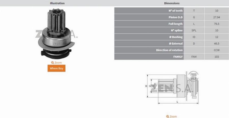 ZEN 0900 - Зъбно колелце, стартер vvparts.bg