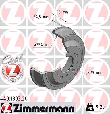 Zimmermann 440.1803.20 - Спирачен барабан vvparts.bg