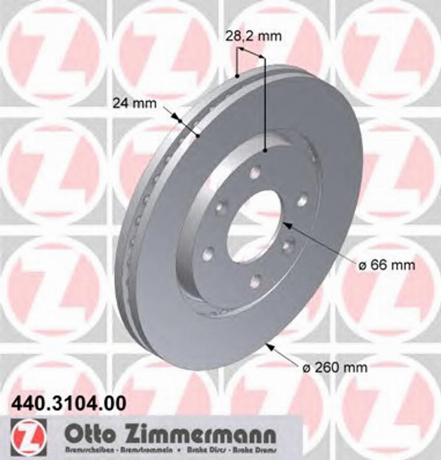 Zimmermann 440.3104.00 - Спирачен диск vvparts.bg