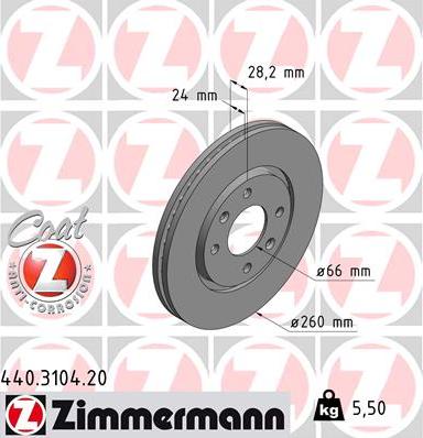 Zimmermann 440.3104.20 - Спирачен диск vvparts.bg