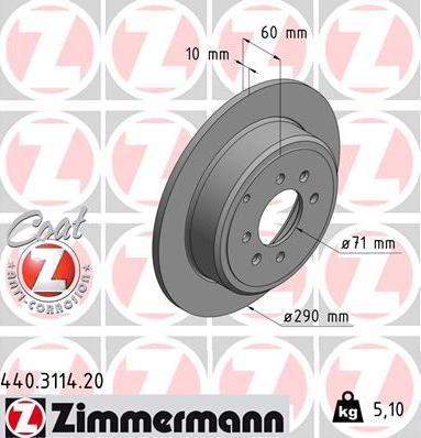 Zimmermann 440.3114.20 - Спирачен диск vvparts.bg