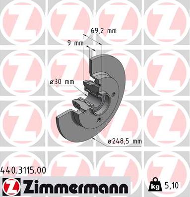 Zimmermann 440.3115.00 - Спирачен диск vvparts.bg