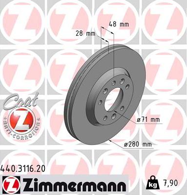 Zimmermann 440.3116.20 - Спирачен диск vvparts.bg
