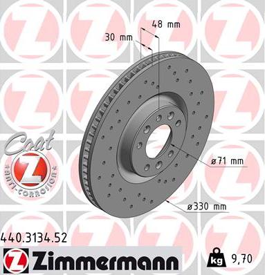 Zimmermann 440.3134.52 - Спирачен диск vvparts.bg
