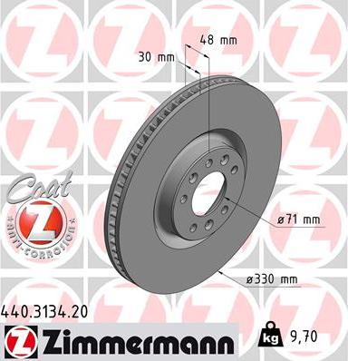 Zimmermann 440.3134.20 - Спирачен диск vvparts.bg