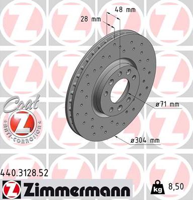 Zimmermann 440.3128.52 - Спирачен диск vvparts.bg