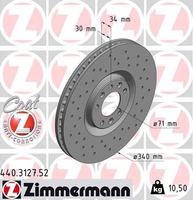 Zimmermann 440.3127.52 - Спирачен диск vvparts.bg