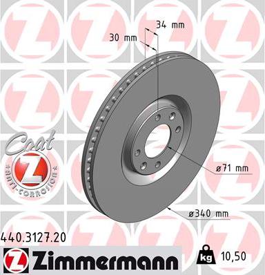 Zimmermann 440.3127.20 - Спирачен диск vvparts.bg