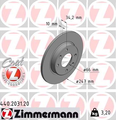 Zimmermann 440.2031.20 - Спирачен диск vvparts.bg