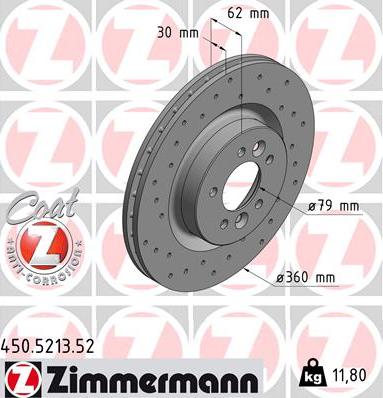 Zimmermann 450.5213.52 - Спирачен диск vvparts.bg