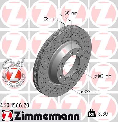 Zimmermann 460.1566.20 - Спирачен диск vvparts.bg