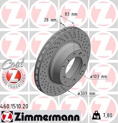 Zimmermann 460.1510.20 - Спирачен диск vvparts.bg