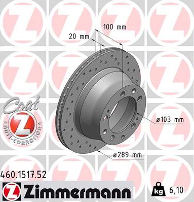 Zimmermann 460.1517.52 - Спирачен диск vvparts.bg