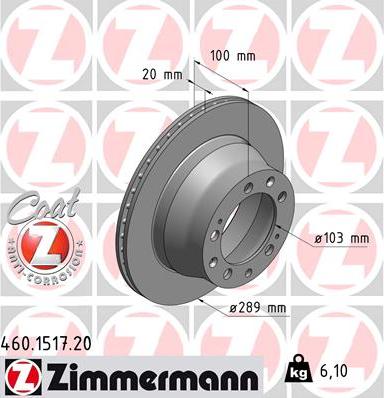 Zimmermann 460.1517.20 - Спирачен диск vvparts.bg