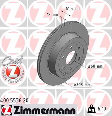 Zimmermann 400.5536.20 - Спирачен диск vvparts.bg