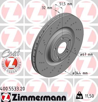 Zimmermann 400.5533.20 - Спирачен диск vvparts.bg