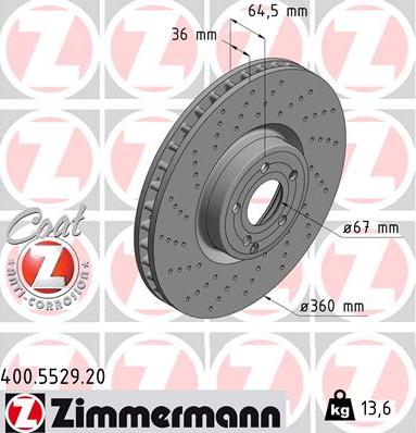 Zimmermann 400.5529.20 - Спирачен диск vvparts.bg