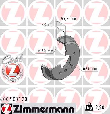 Zimmermann 400.5071.20 - Спирачен барабан vvparts.bg